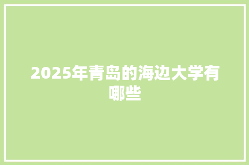 2025年青岛的海边大学有哪些 项目报告