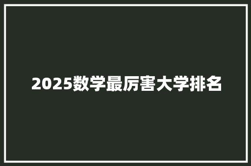2025数学最厉害大学排名 项目报告