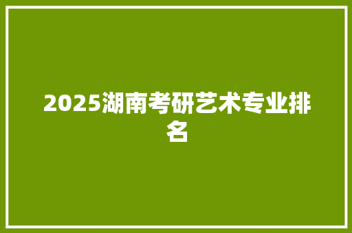 2025湖南考研艺术专业排名 项目报告