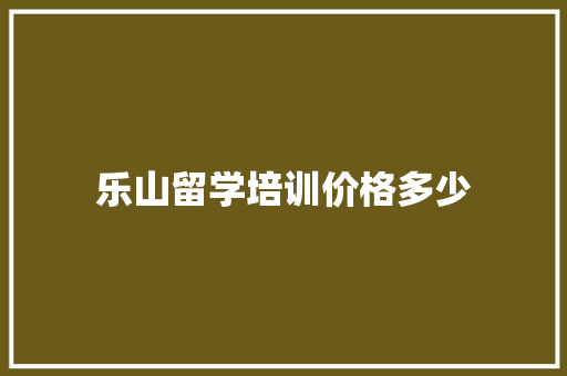 乐山留学培训价格多少 项目报告