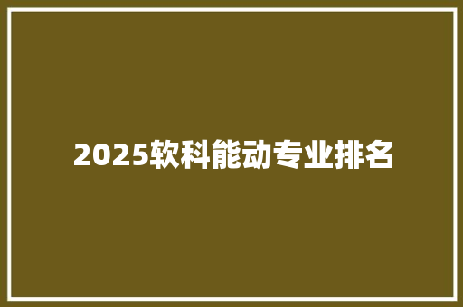 2025软科能动专业排名