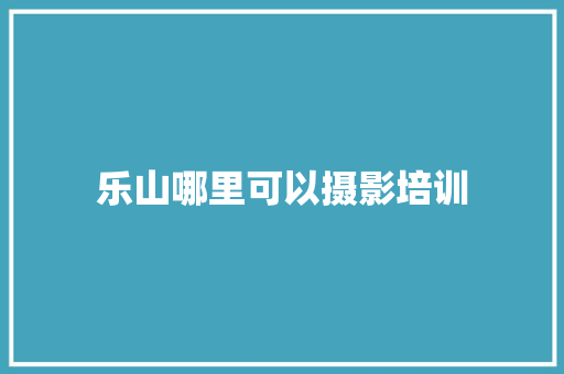乐山哪里可以摄影培训