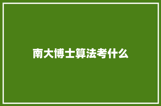 南大博士算法考什么