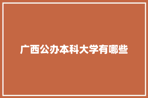 广西公办本科大学有哪些