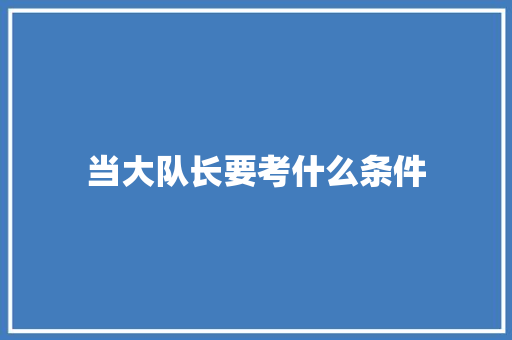 当大队长要考什么条件