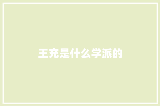 王充是什么学派的