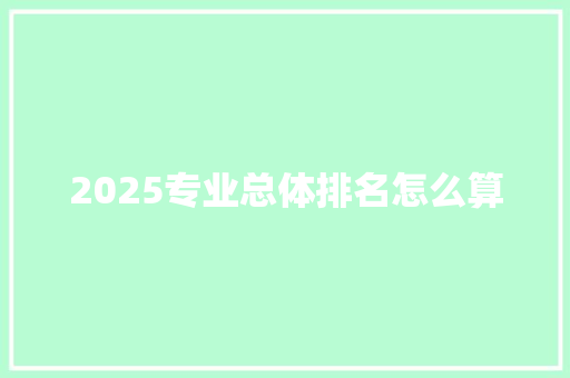 2025专业总体排名怎么算 工作总结
