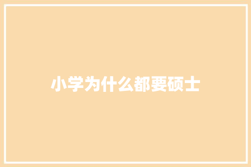 小学为什么都要硕士 项目报告