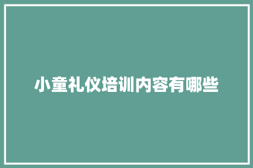 小童礼仪培训内容有哪些 会议纪要