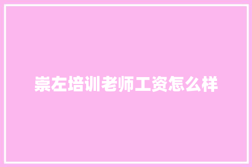 崇左培训老师工资怎么样 项目报告