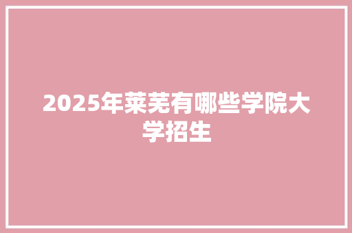 2025年莱芜有哪些学院大学招生