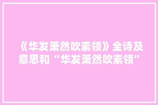 《华发萧然吹素领》全诗及意思和“华发萧然吹素领”的拼音注释