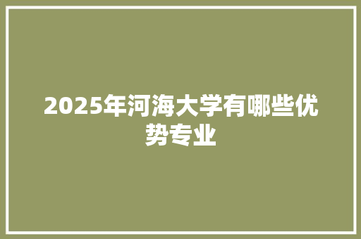 2025年河海大学有哪些优势专业 职场写作