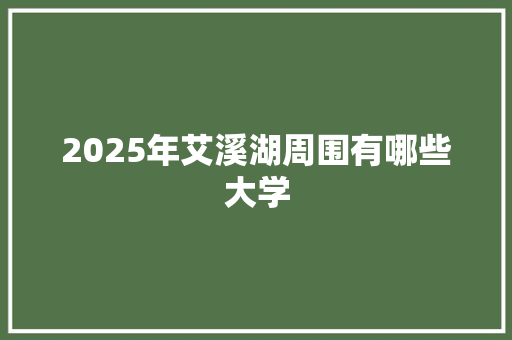 2025年艾溪湖周围有哪些大学 工作总结