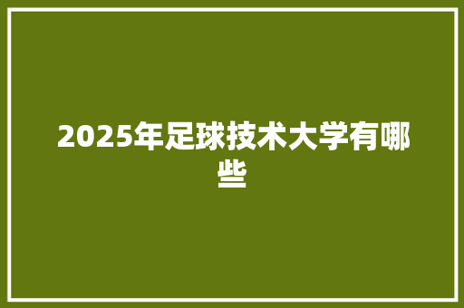2025年足球技术大学有哪些 诗词应用