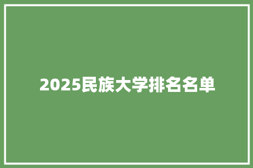 2025民族大学排名名单