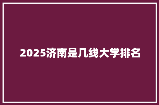 2025济南是几线大学排名