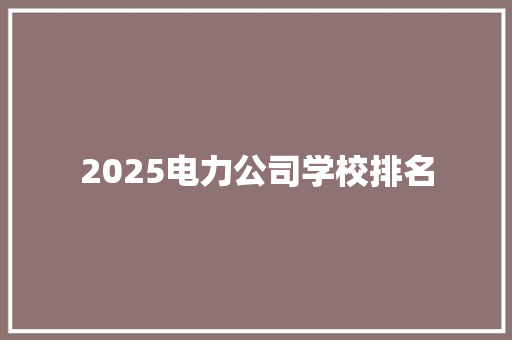 2025电力公司学校排名