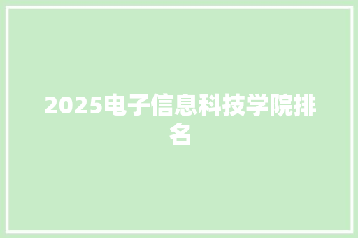 2025电子信息科技学院排名