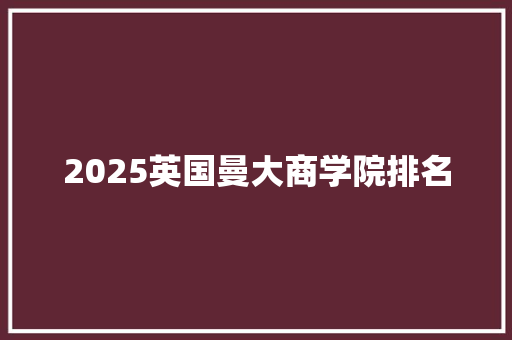 2025英国曼大商学院排名 职场写作