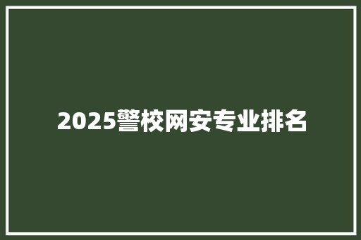 2025警校网安专业排名 应用文