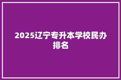 2025辽宁专升本学校民办排名 应用文
