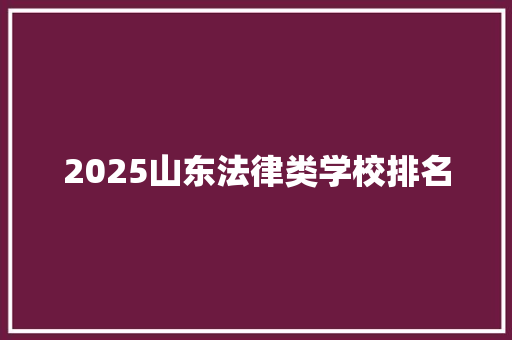 2025山东法律类学校排名