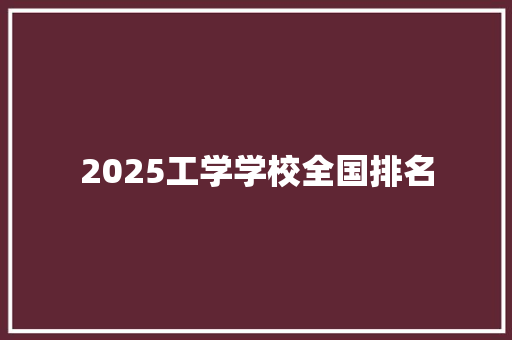 2025工学学校全国排名