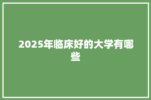 2025年临床好的大学有哪些 会议纪要