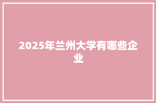 2025年兰州大学有哪些企业