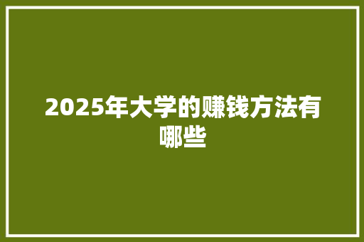 2025年大学的赚钱方法有哪些