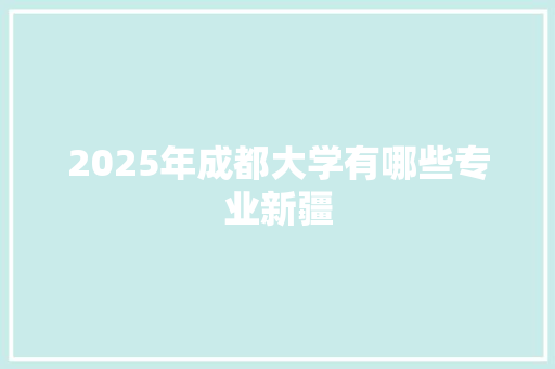 2025年成都大学有哪些专业新疆