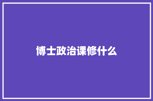 博士政治课修什么 会议纪要