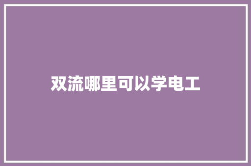 双流哪里可以学电工