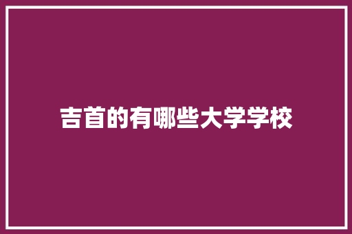 吉首的有哪些大学学校 项目报告