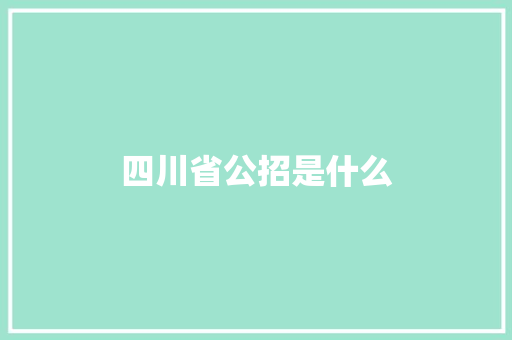 四川省公招是什么