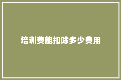 培训费能扣除多少费用
