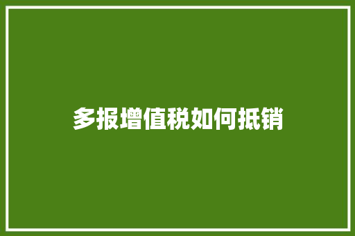 多报增值税如何抵销