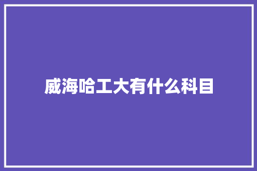 威海哈工大有什么科目 诗词应用