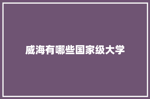 威海有哪些国家级大学