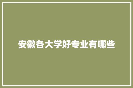 安徽各大学好专业有哪些