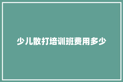 少儿散打培训班费用多少