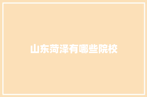 山东菏泽有哪些院校