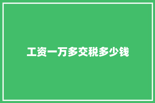 工资一万多交税多少钱 应用文