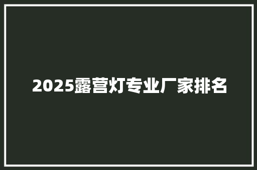 2025露营灯专业厂家排名