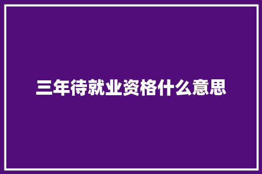 三年待就业资格什么意思