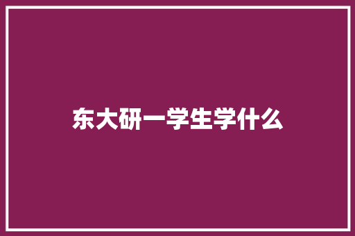 东大研一学生学什么 项目报告