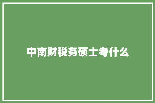 中南财税务硕士考什么 会议纪要