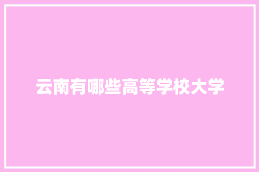 云南有哪些高等学校大学 职场写作