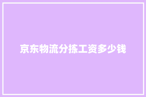 京东物流分拣工资多少钱